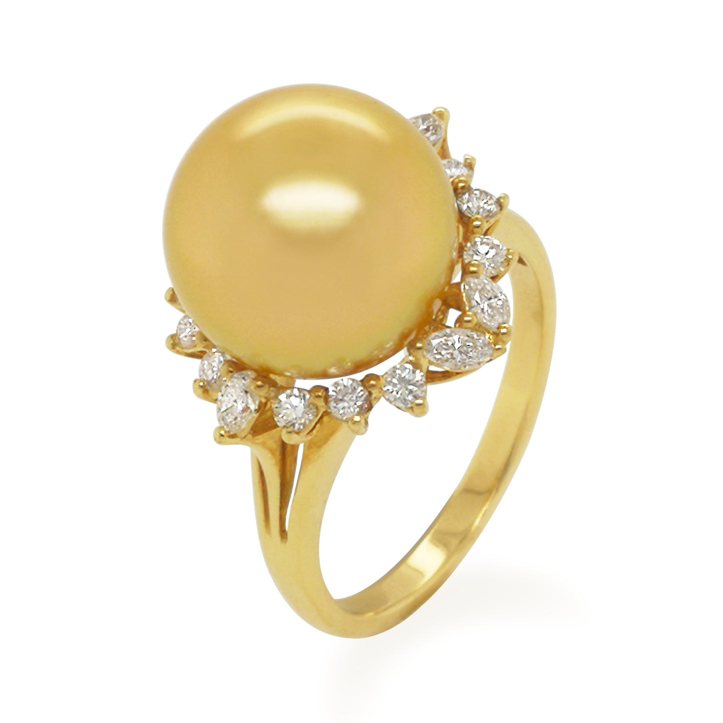 18KY South Sea Pearl Diamond Ring #338