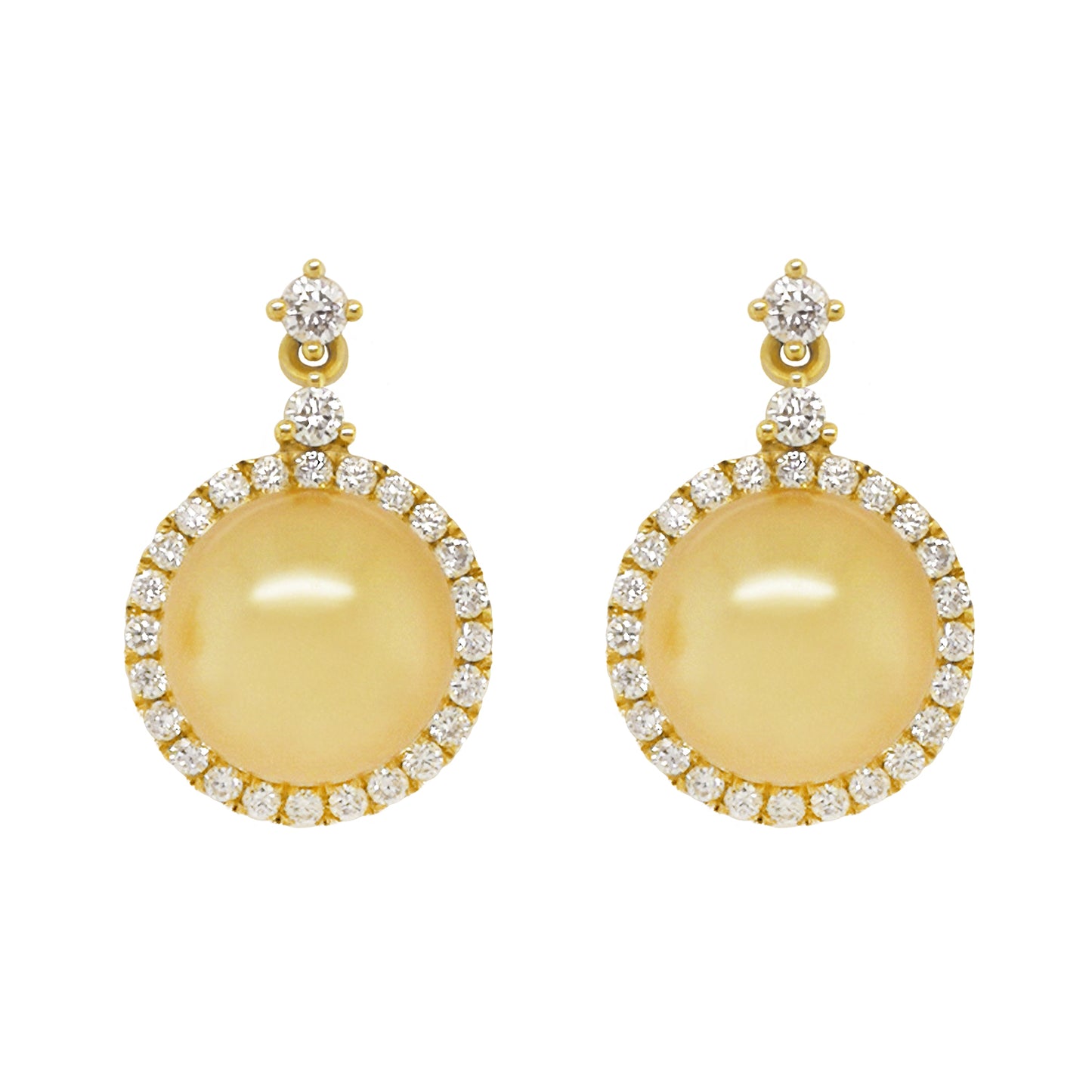 Golden South Sea Pearls with Diamonds Earrings #340