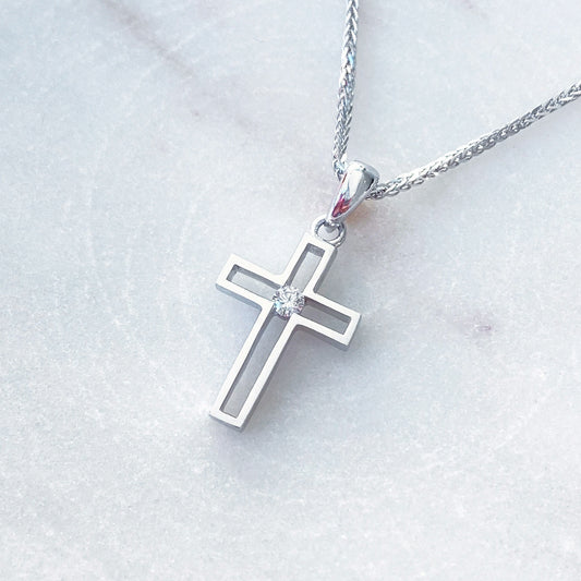 Diamond Cross Pendant in 18K White Gold #37