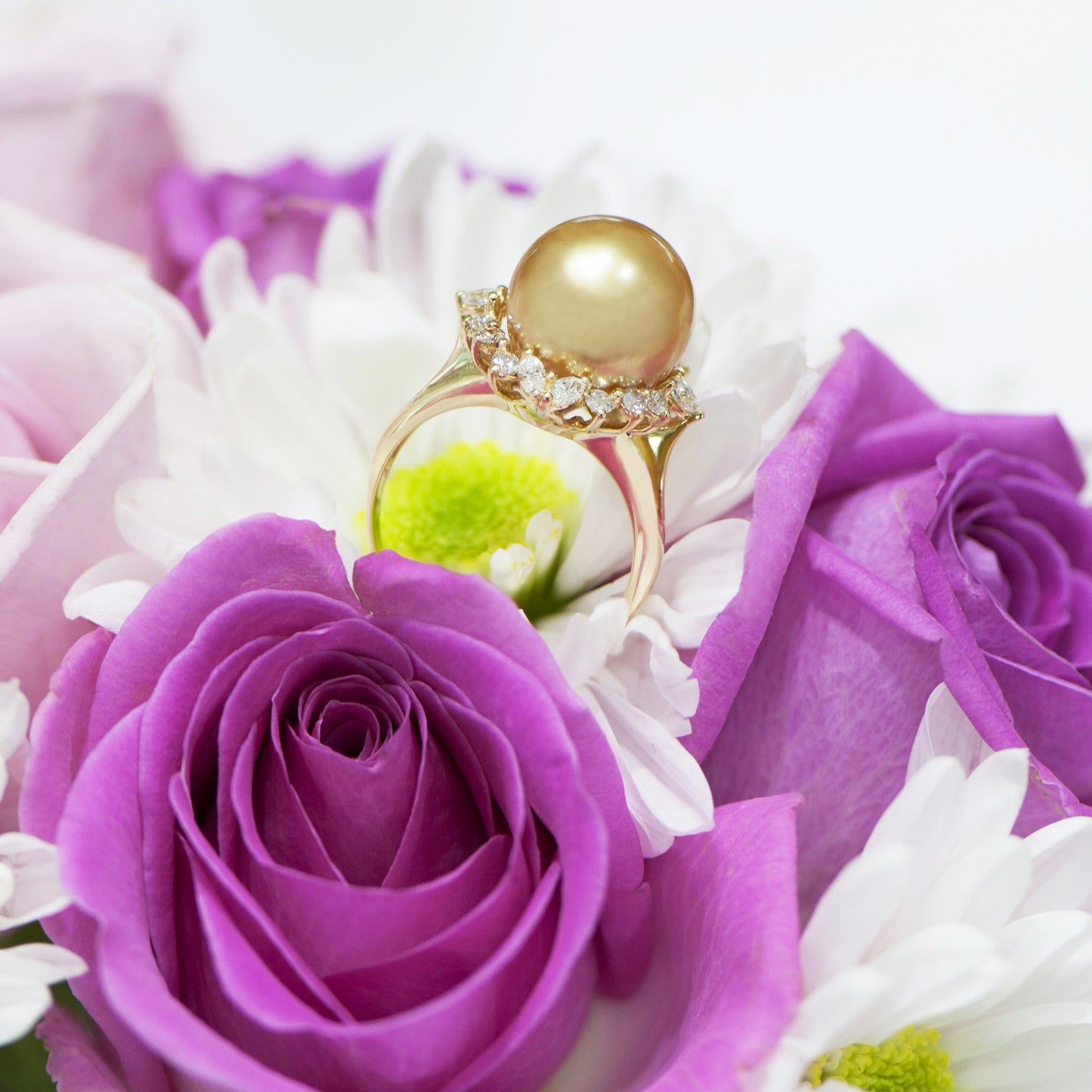 18KY South Sea Pearl Diamond Ring #338