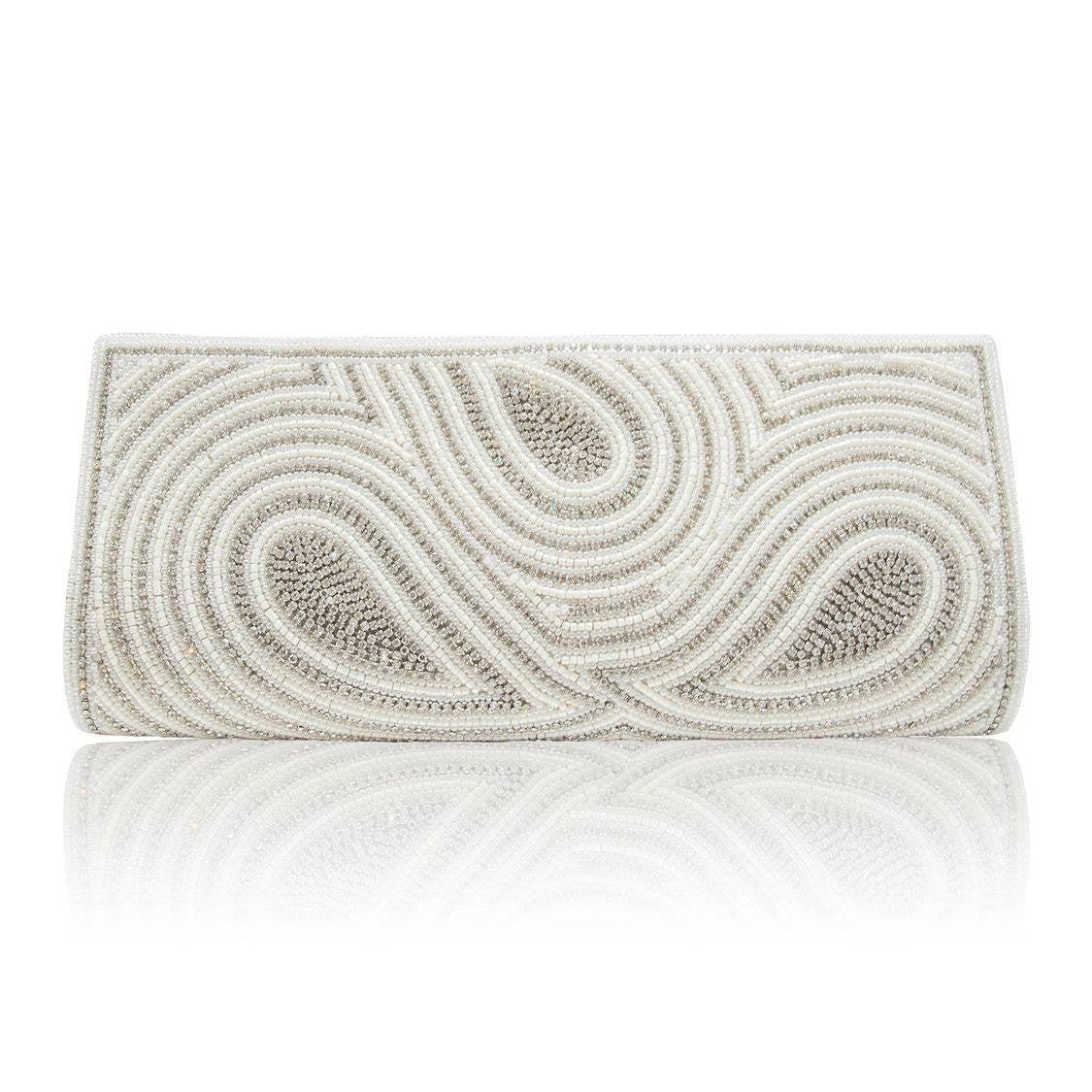 Hand Embroidered Clutch - Silver #17