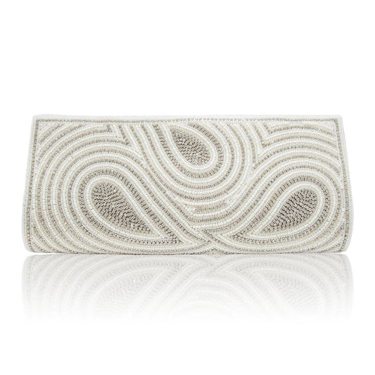 Hand Embroidered Clutch - Silver #17