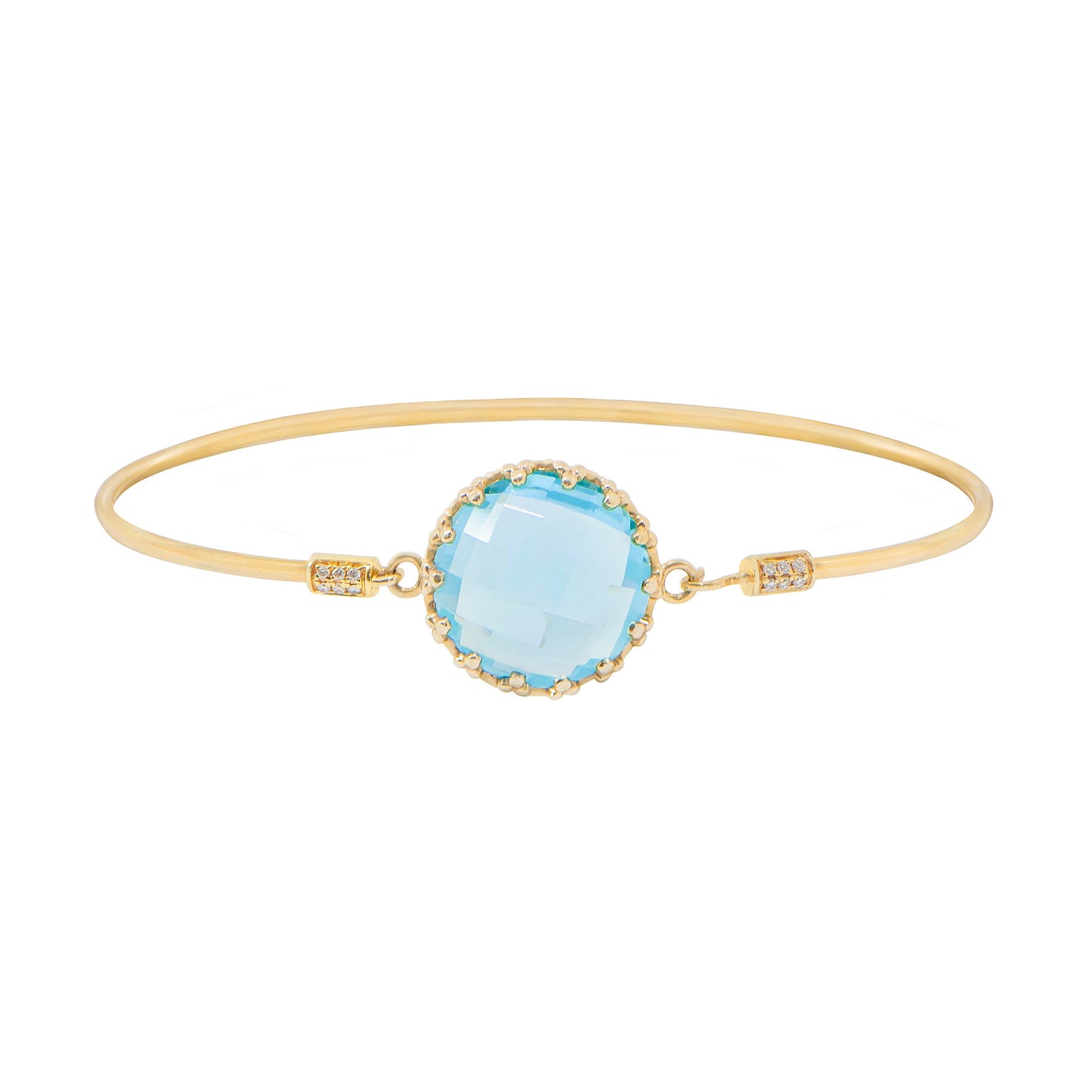 (SOLD) 14K Yellow Gold Blue Topaz Bangle #169