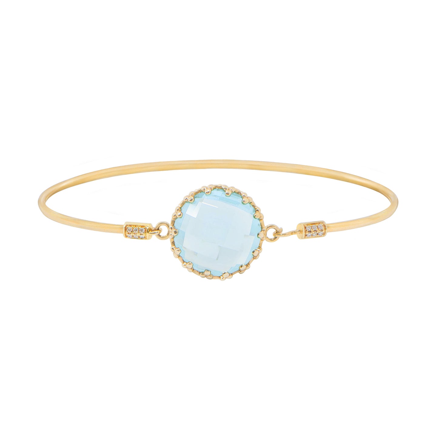 Sky Blue Topaz with Diamond Bangle in 14K Yellow Gold #176