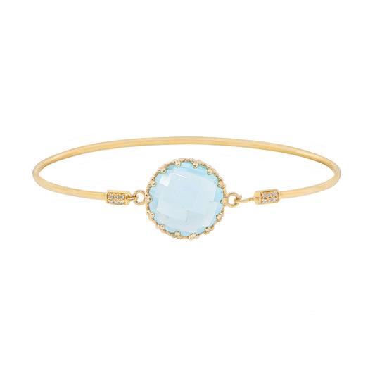 Sky Blue Topaz with Diamond Bangle in 14K Yellow Gold #176