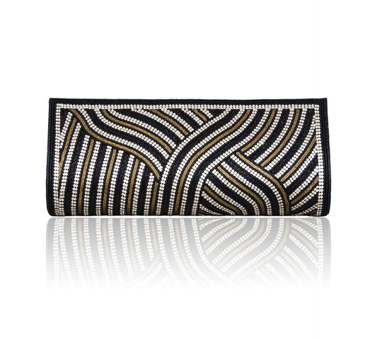 Hand Embroidered Clutch - Black #12