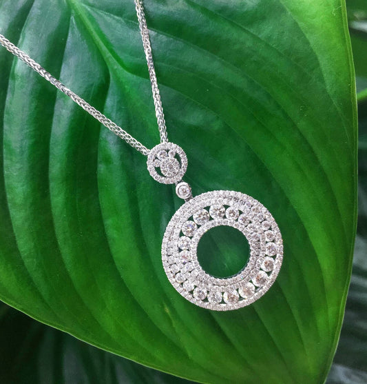 18KW Diamond Circle Pendant #273